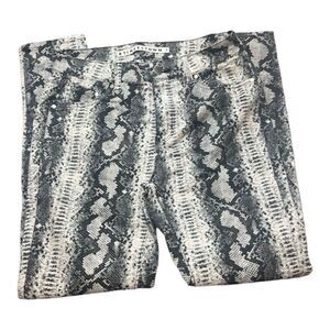 Girls Juniors Black White Snake Animal Print Skinny Jeans Size 7 Zipper Stretch